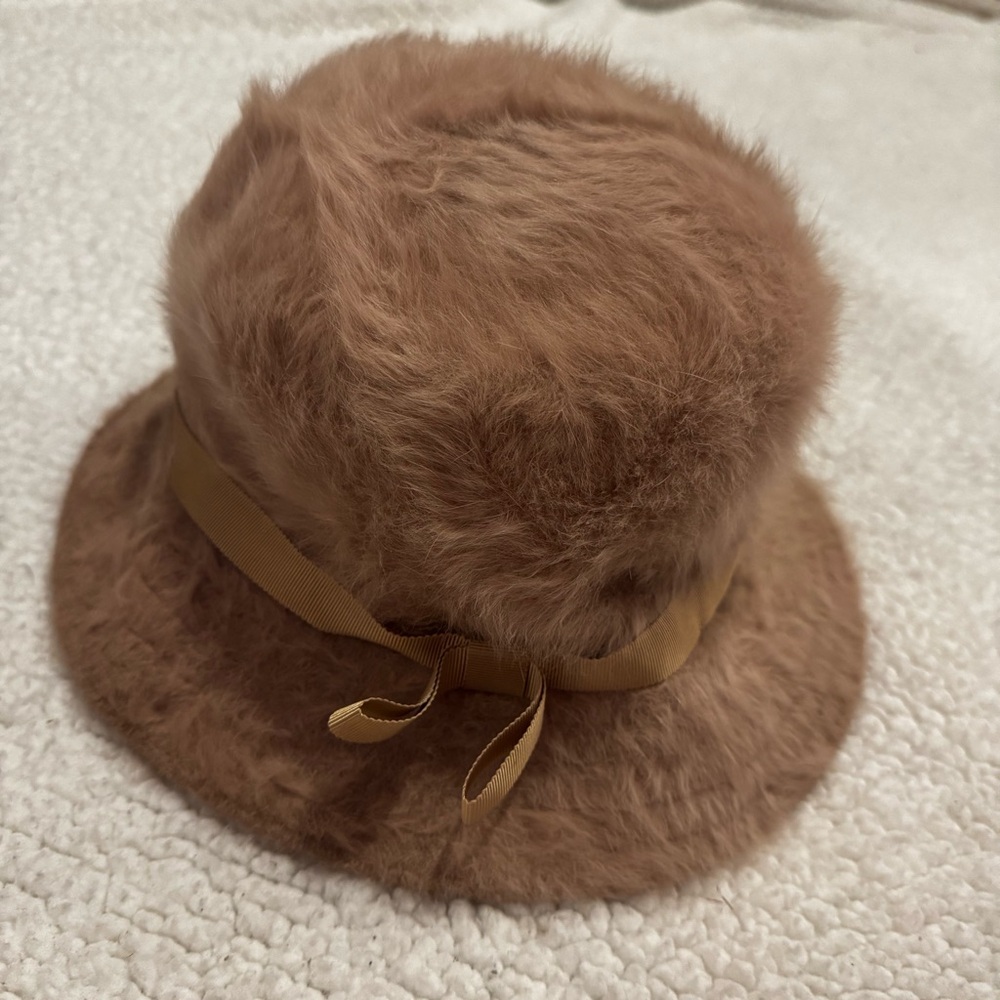 Vintage Kangol Furgora Joanna Rabbit Fur Bucket Hat Made in England Y2K Brown